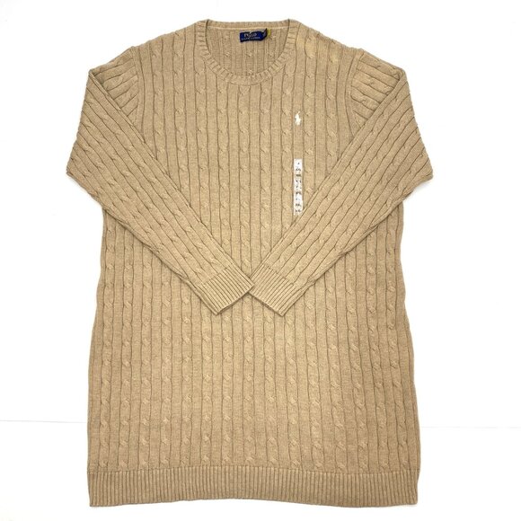 Polo Ralph Lauren Cable Knit Sweater Dress Long Sleeve Light Brown - Picture 4 of 6